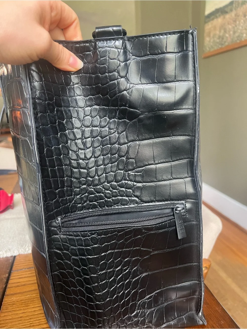 BEIS Black Croc Large Work Tote
